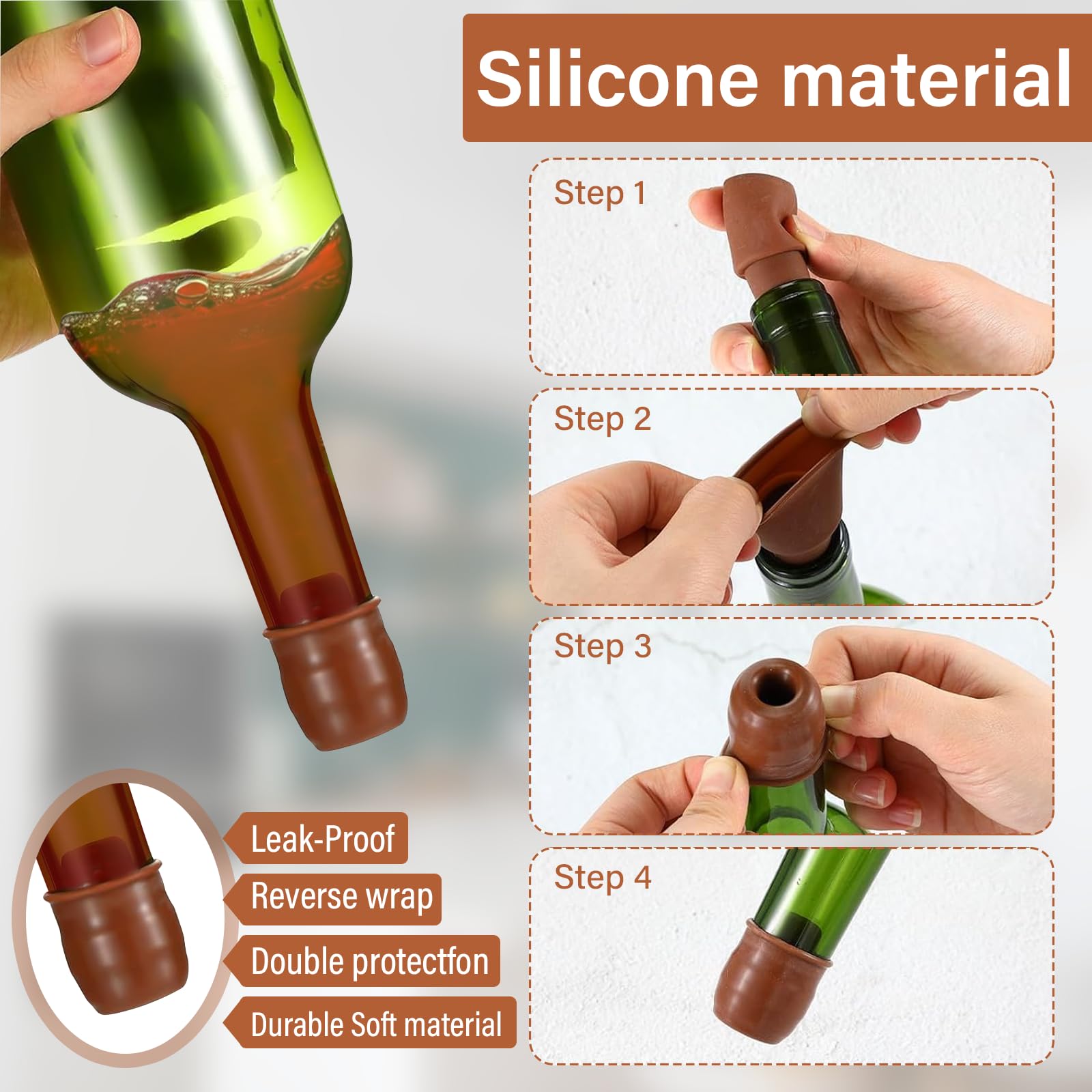 Bouchon De Bouteille De Vin Mousseux Réutilisable, 4 Bouchons De Vin Pour Bouteilles De Vin, Bouchon De Vin En Silicone, Pour Bière, Champagne, Usage