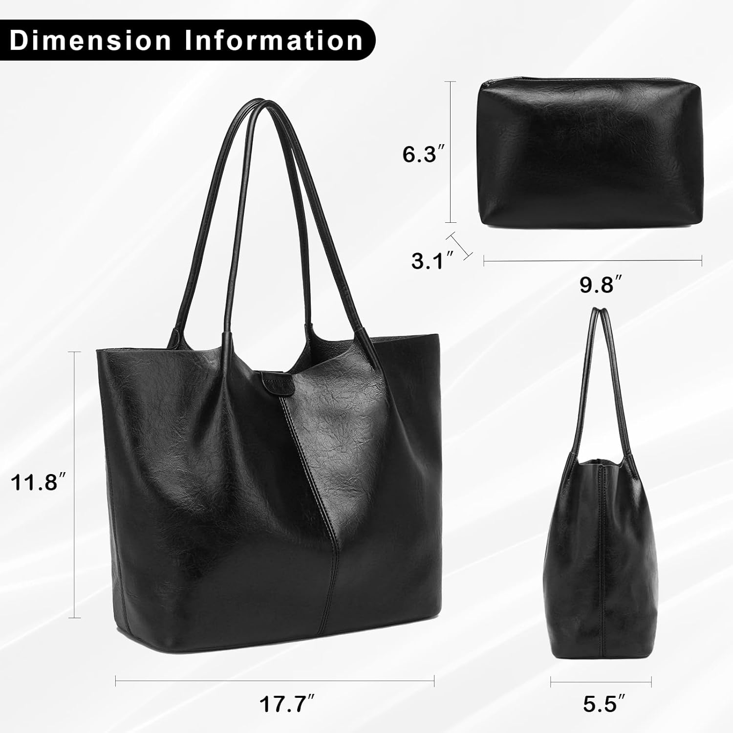 Tote Bag For Women Large Capacity Soft Leather Purse With Interior Pouch Multi-Use For Daily Commute Work Travel - Image 3
