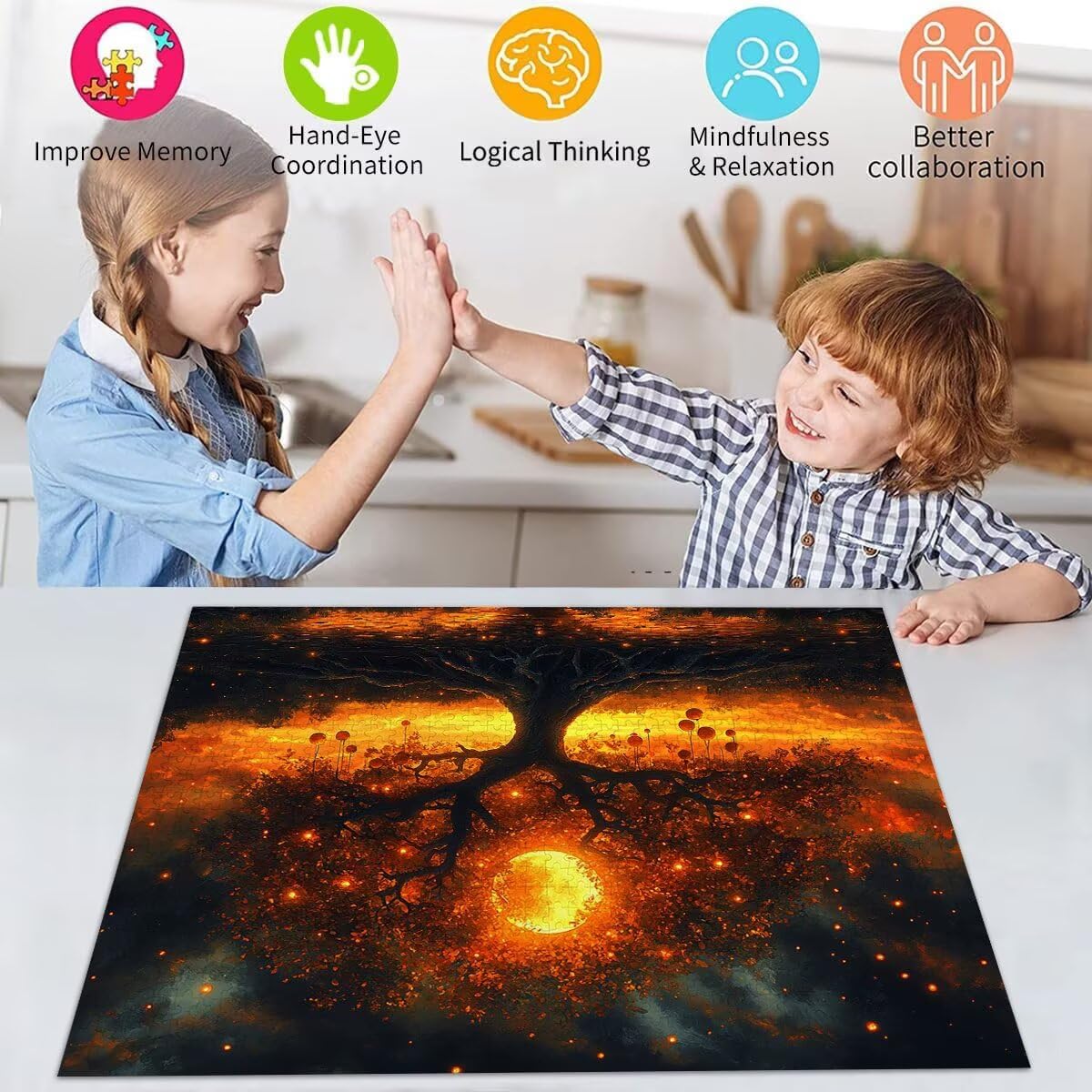 Puzzle Erwachsene 2000 Teile Mond Baum Educa Jigsaw für Kinder ab 8 Jahren Mädchen Jungen, Erwachsene Impossible Klassische Puzzles Schwer, Anspruchsvoll Spielspaß, Als Familienspiel 70x99cm t-994