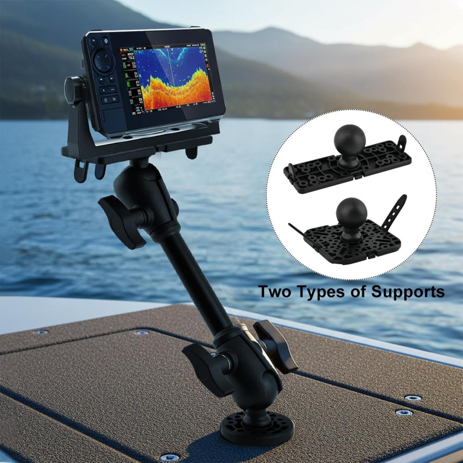 Supporto Fish Finder Da Kayak Porta Trasduttore Rotante A 360 Gradi | Supporto per scandaglio di profondità con asta estensibile Adatto a fotografia sport outdoor mare fiume lago barca da