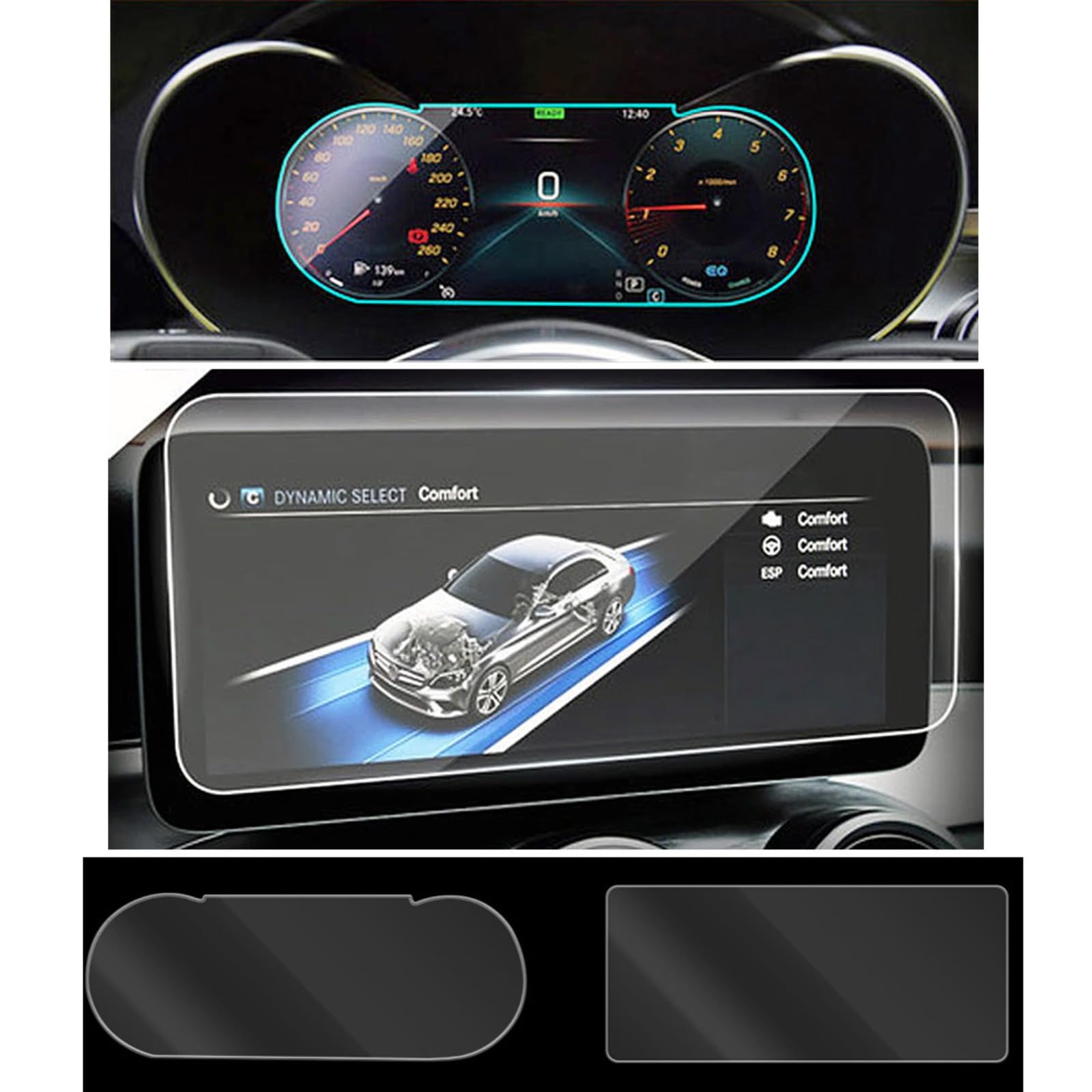 SCTOU For Mercedes Benz C Class W205 2019-2021 Car Dashboard Instrument GPS Navigation LCD Screen Tempered Glass Protective Film