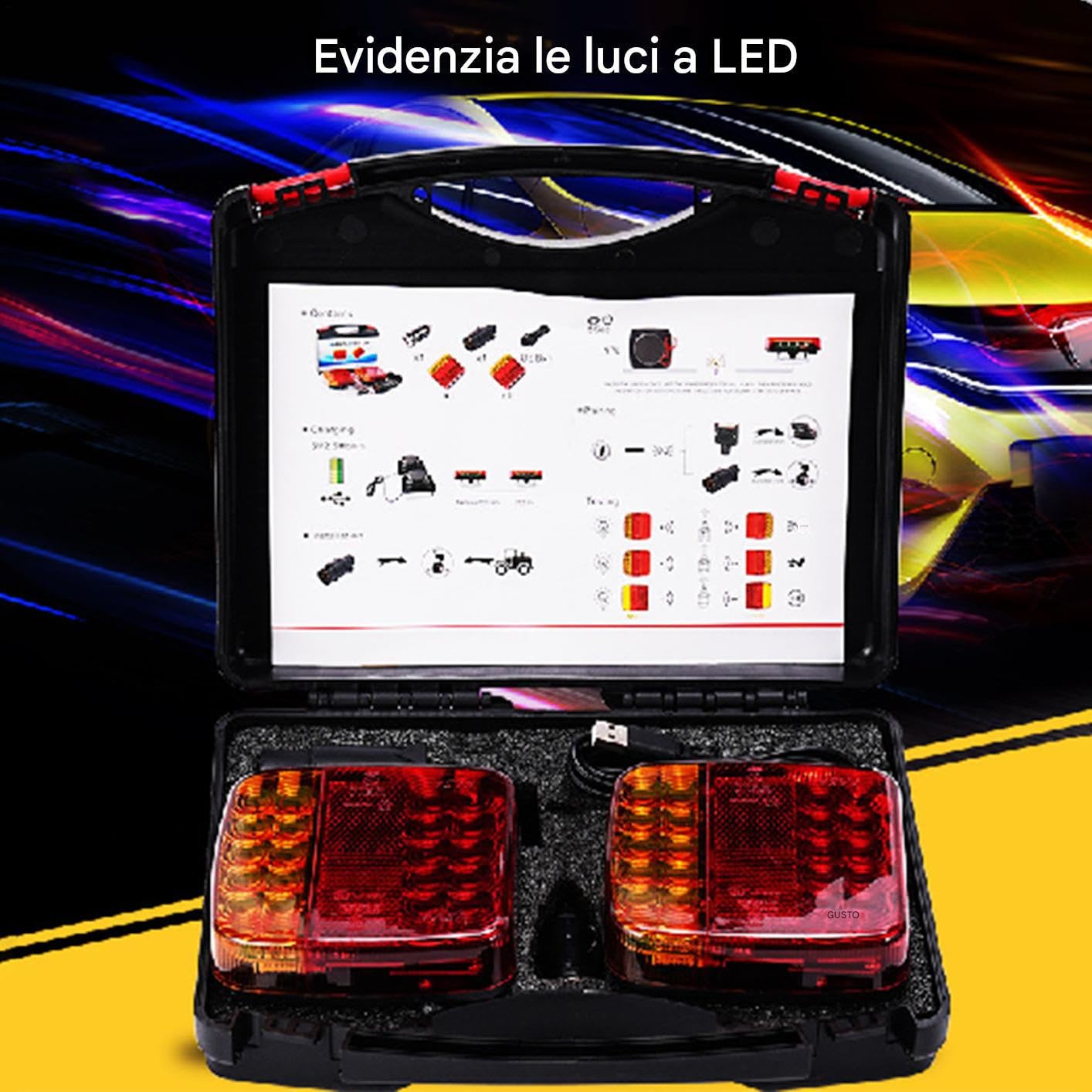Posteriori Rimorchio Lampada Di Segnalazione Luminosa Magnetica Senza Fili | Fanalino Di Coda Rimorchio Luminoso Sicurezza Avvertimento Funzionante per Guida Notturna Modifica