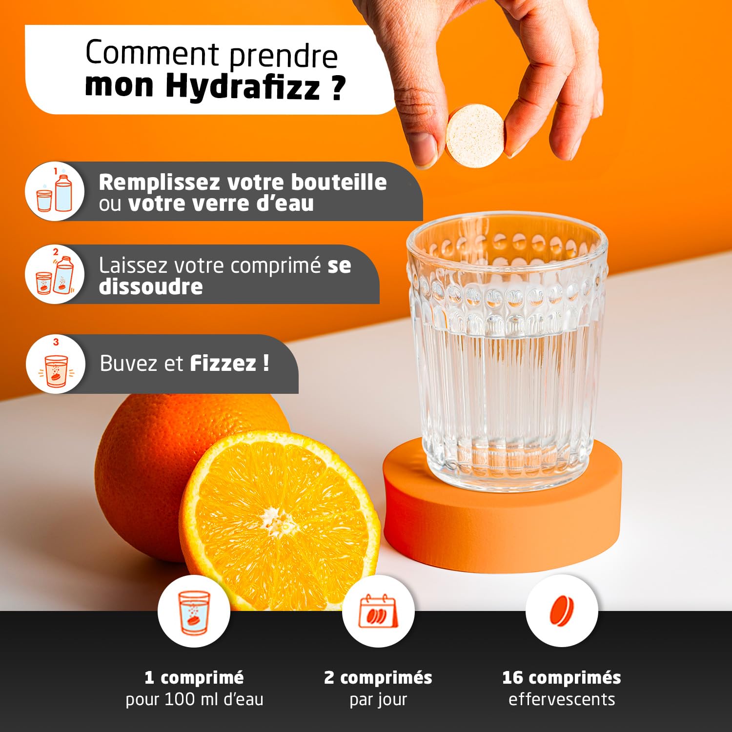 UPSA Hydrafizz Sport x4-5% - Performance, Orange, 64 Comprimés