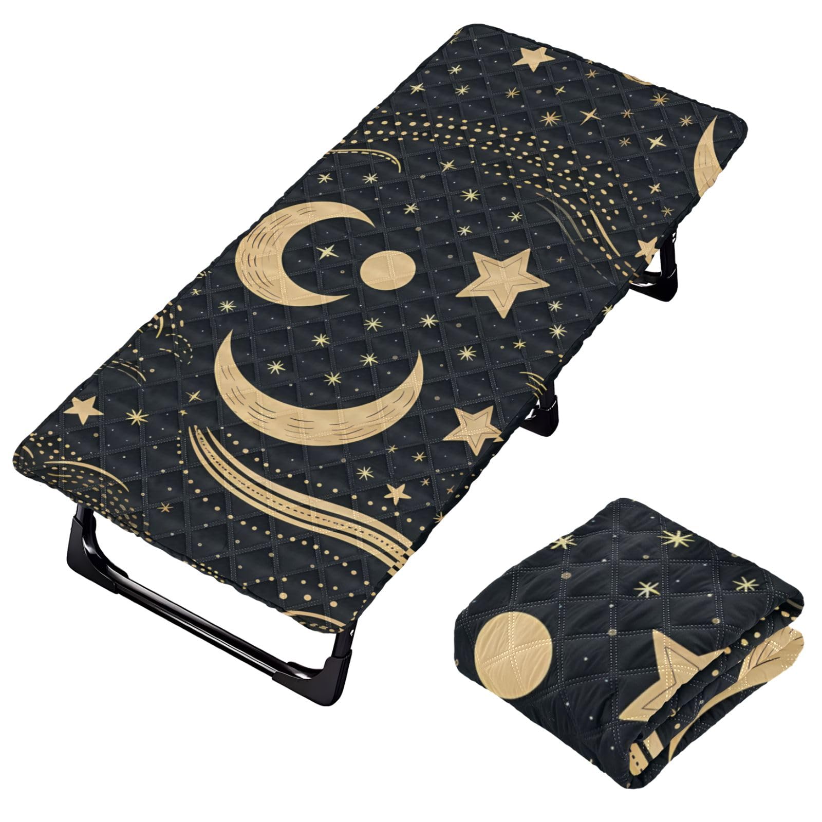 Portable Toddler Bed Sheet for Kids Moon and Stars Pattern Travel Bed Fitted Sheet