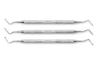 Dental Endodontic Spoon Excavator Set 31L 32L 33L Double Ended Dental Excavators, Long Shank Caries Dentin Removal Instruments Stainless Steel Restorative Dental Tools Large Medium Small Set