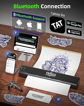P84 Tattoo Printer, Tattoo Stencil Printer for Artists & Beginners, Thermal Machine Compatible with Phone, Tablet & PC, Bluetooth Printers Transfer Kits with 5 Pcs Tattoo Disposables