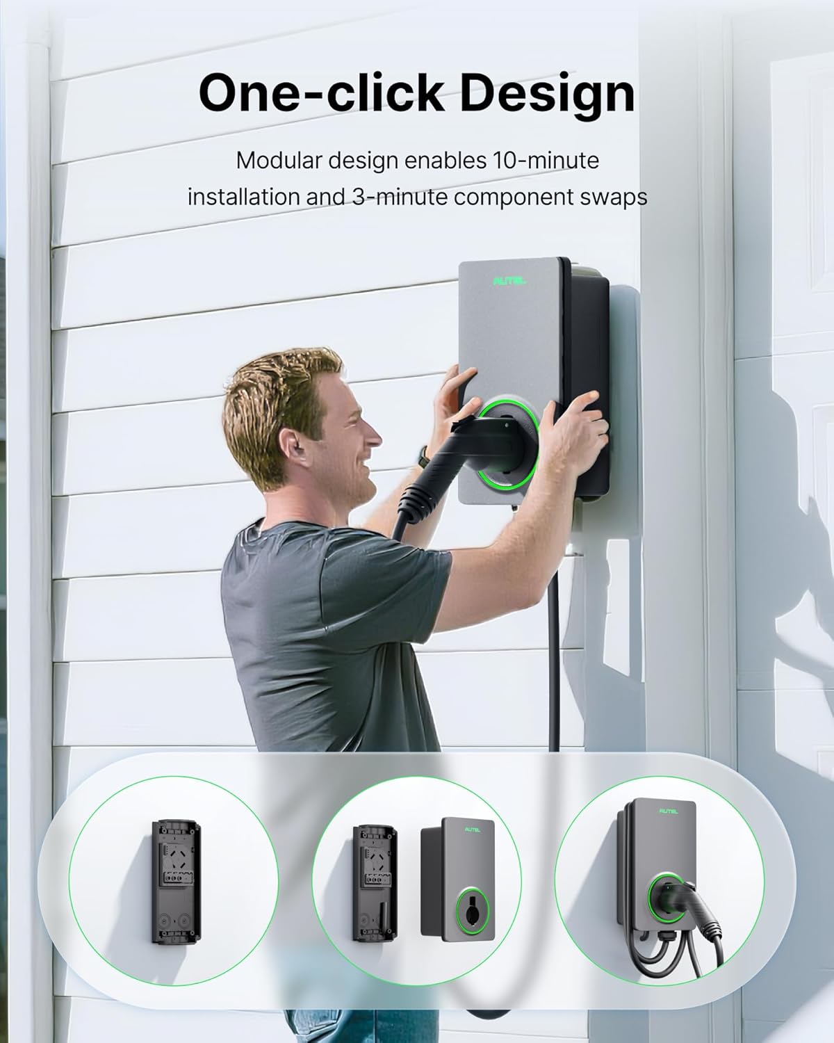 Autel Level 2 EV Charger up to 50Amp, Hardwired,240V, Indoor/Outdoor Fast Electric Vehicle Charging Station with Flexible 25-Foot Cable, Dark Gray-GEN 2
