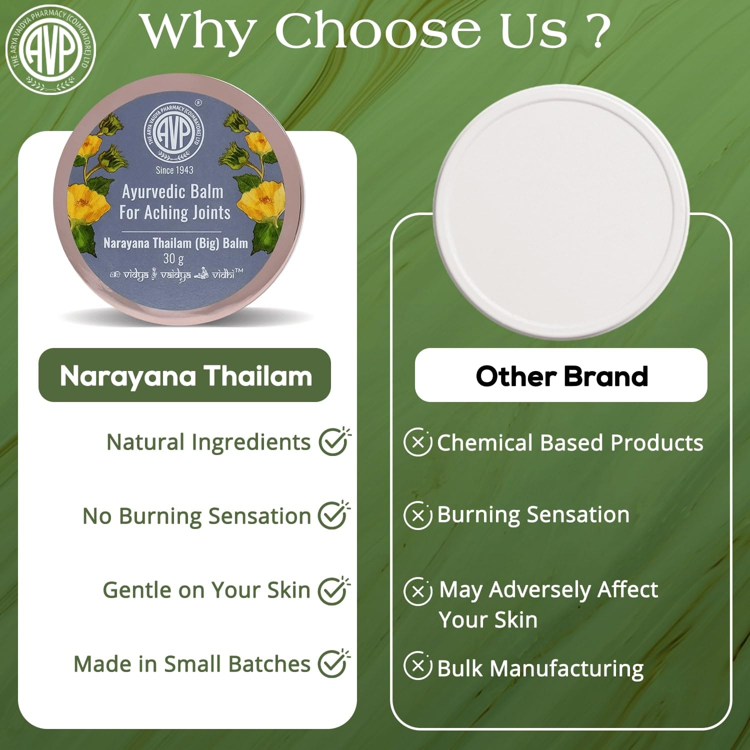 AVP Narayana Thailam (Big) Balm 30g| Ayurvedic Pain Relief Balm Specially Crafted for Elders| Pain Balm for Knee Pain, Back Pain, Neck Pain, Arthiritis Related Pain & Joint Pain| No Burning Sensation 6 71HMdD0DF5L. SL1500