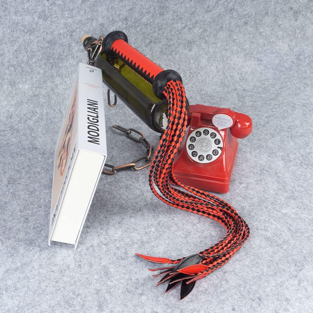 Whip BDSM Leather Multiple Whips S26 (Reddish Black)