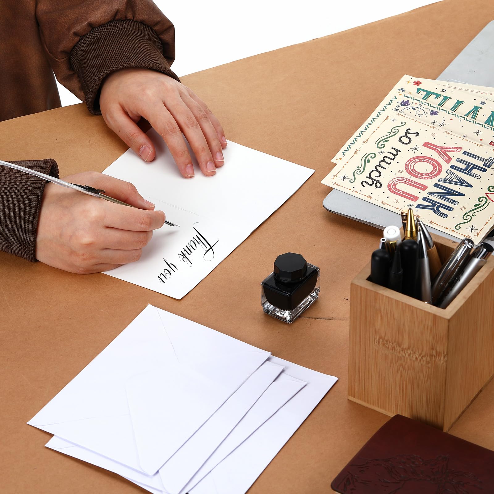 Lot de 100 cartes de remerciement rétro vierges assorties avec enveloppes et autocollants pour enseignants, employés, fête prénatale, mariage, anniversaire, remise de diplôme