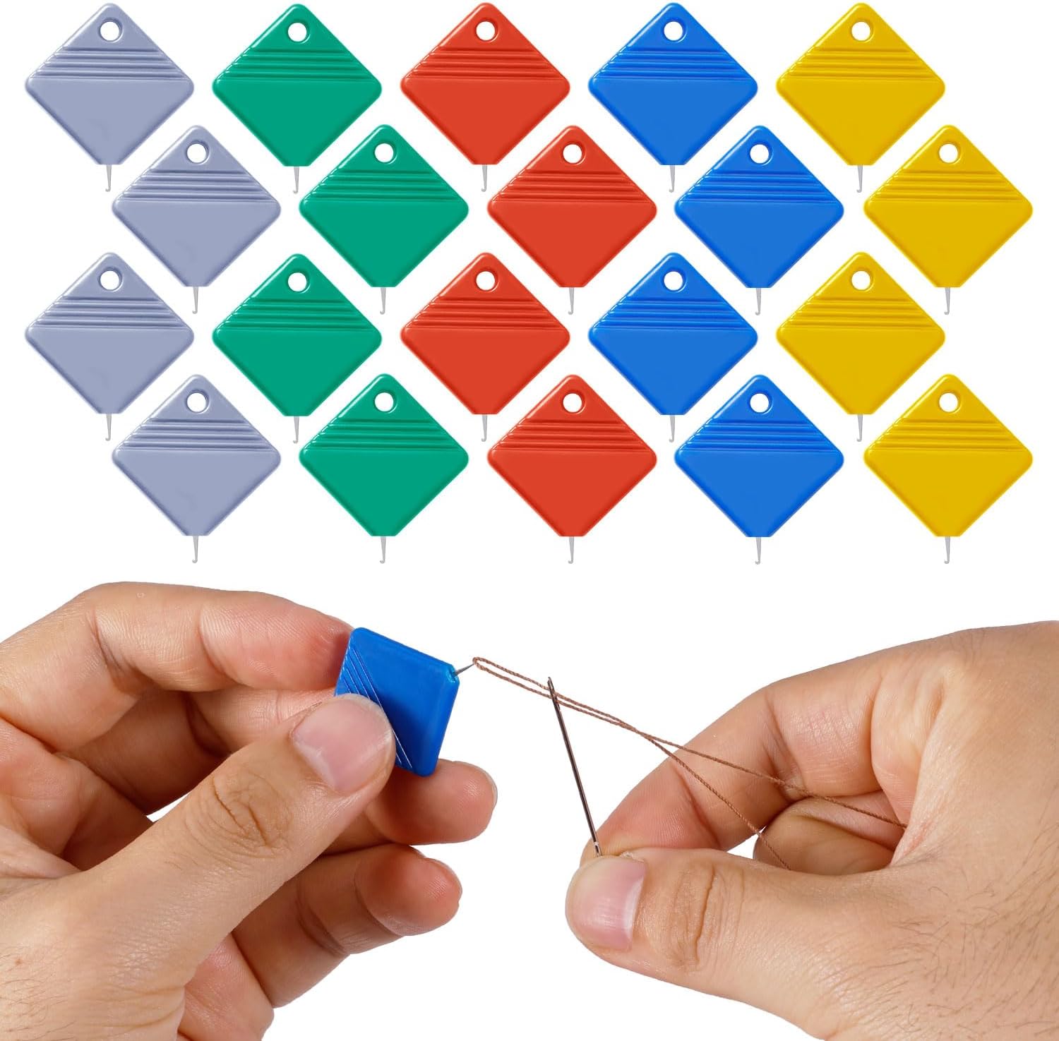 20pcs Needle Threaders, 5 Colors Square Needle Threaders Automatic Yarn