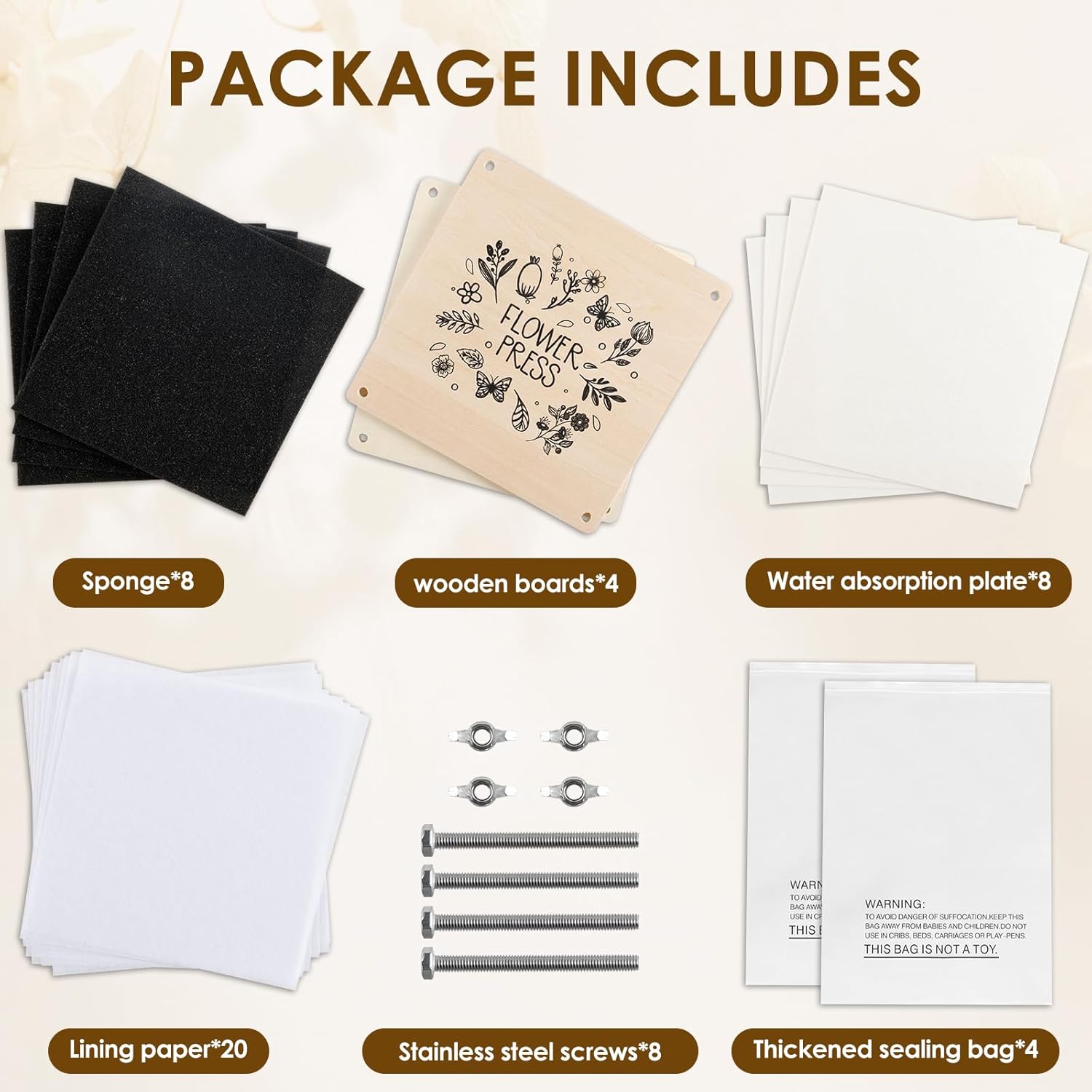 QENWKXZ 2PCS Flower Press Kit, 7.09" x 7.09" Wooden Flowers Pressing Kit, DIY Pressed Plant Preservation Kits, Flowers Drying Art Kits, Flower Preservation Craft, Ideal Gift for Plant Lovers