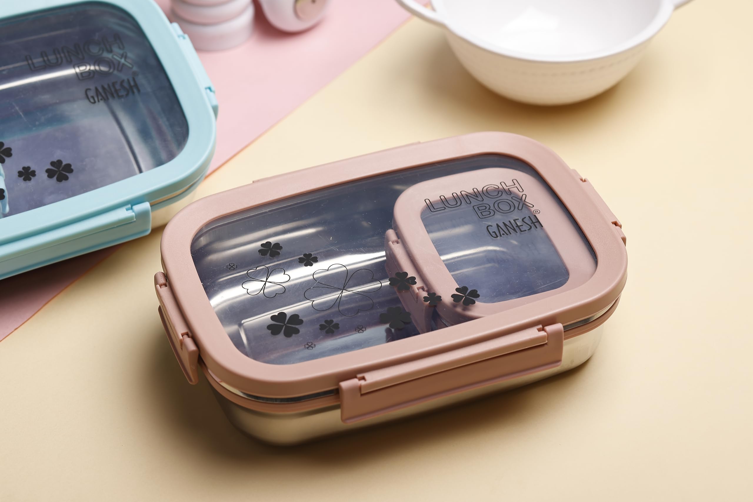 GANESH Alpha Senior Stainless Steel Insulated Lunch Box for School & Office, Airtight Leak-Proof, Unbreakable Lid, Snacks Tiffin Box - (950ml 1pc + 200ml 1 Pc)- Pink (B0D46YW9TH) Amazon Price History, Amazon Price Tracker