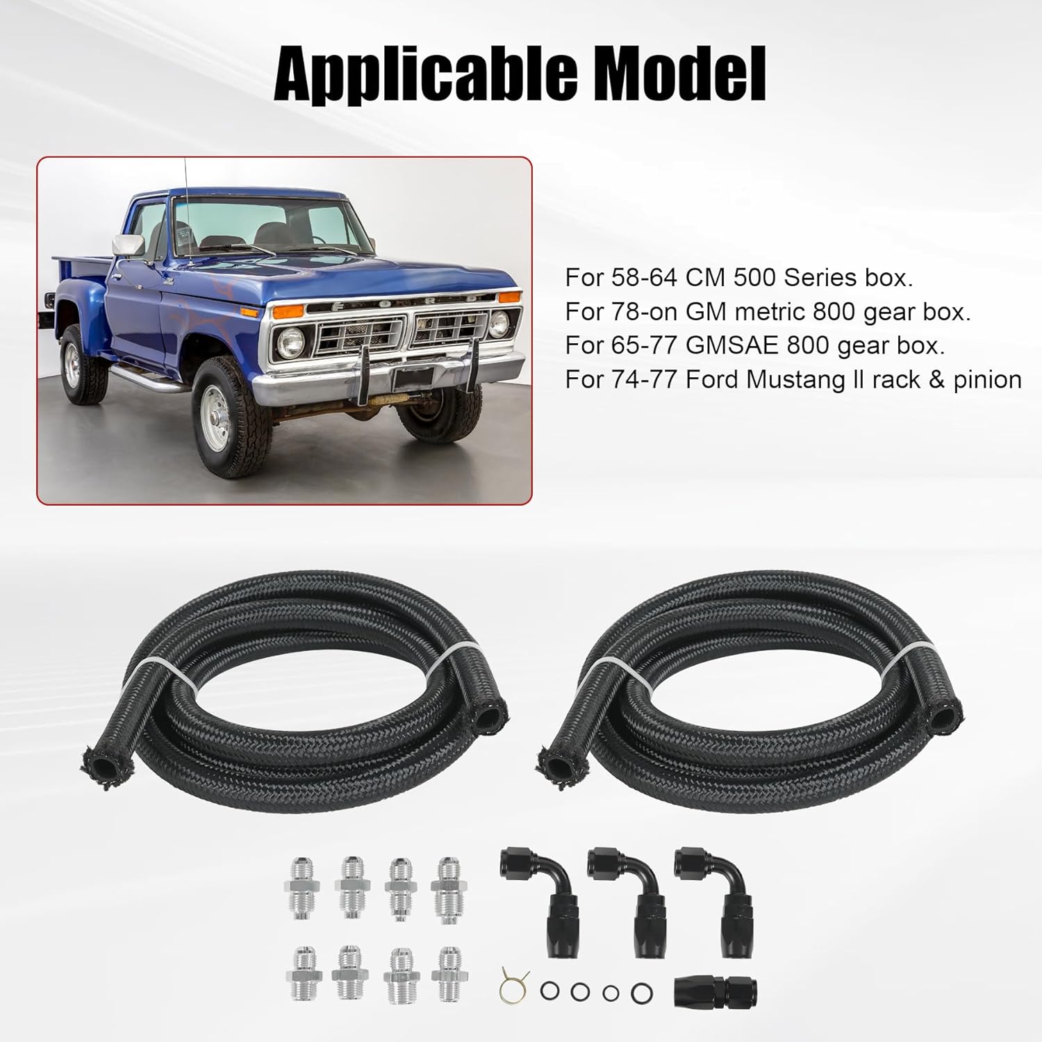 AN6 Power Steering Pump Hose Kit to Gear Box or Rack & Pinion and Return to Reservoir Hose Kit for Pump Mount Reservoir Compatible with LS Swap LS1 LS3 Replace 551082