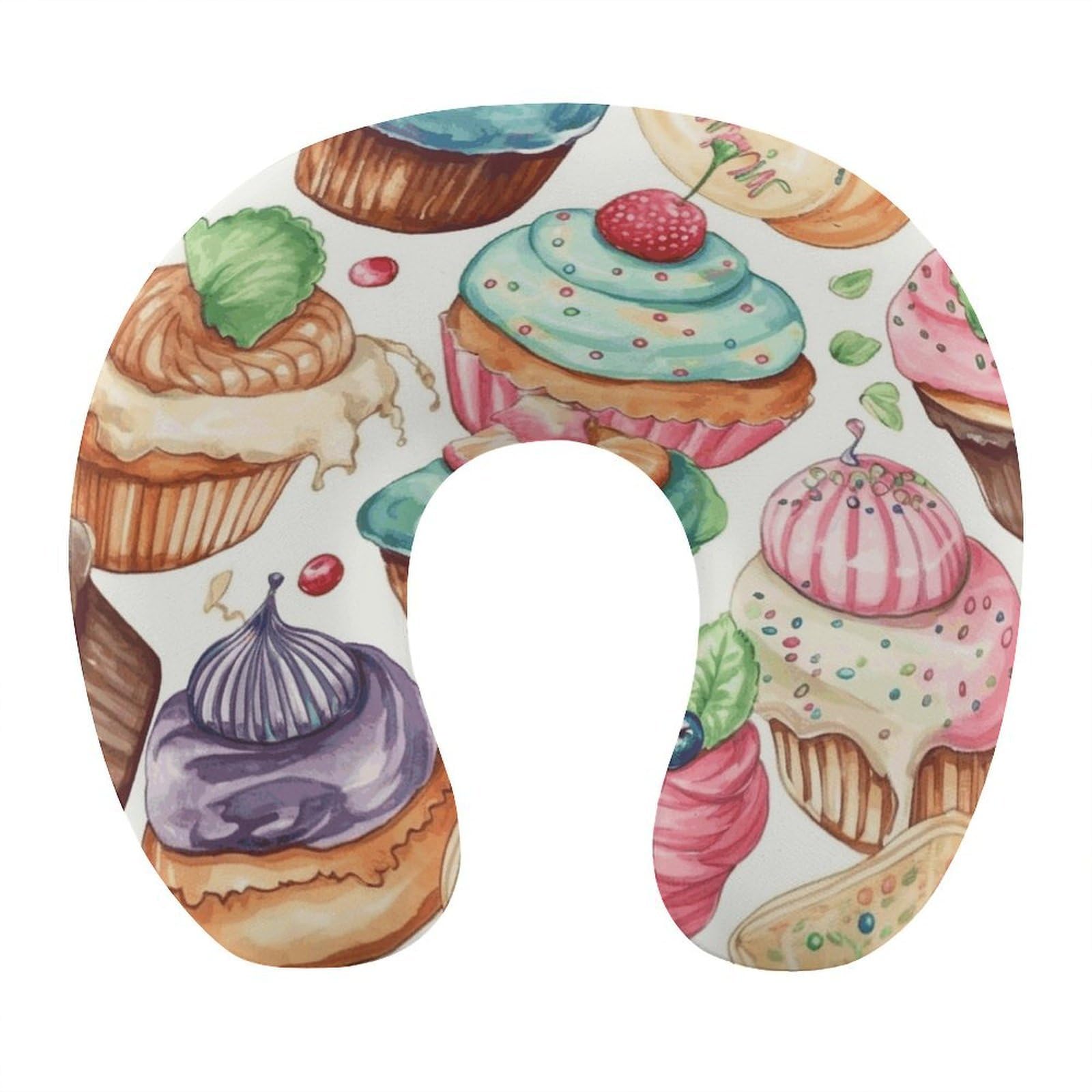 FekiLoot Cupcakes Donuts Muffins Sugar Travel Pillow,U Shaped Office Napping Pillow Support Neck and Head Comfortable Travel Neck Pillow U Shape Sleeping Essentials for Long Haul Flights