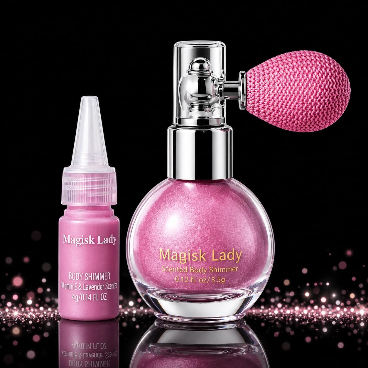 Pink Shimmer Body Powder, Glitter Hair Spray, Body Glitter Spray for Hair and Body, Spray Glitter for Hair, Face Glitter Highlighter, Body Shimmer Spray for Skin, Body Glow Makeup
