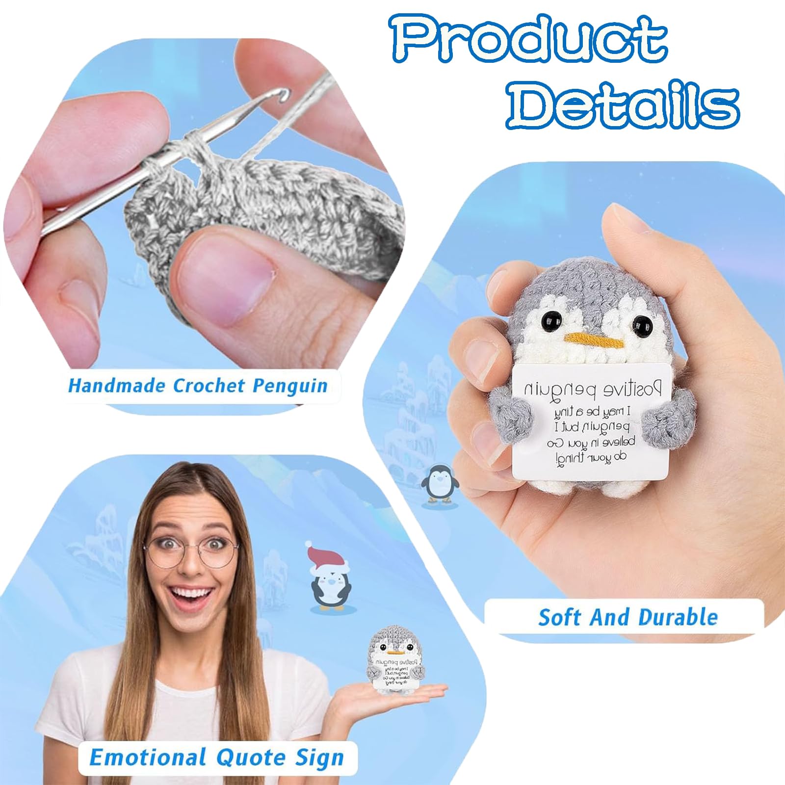 3 PCS Positive Penguin, Positive Potato, Positive Gifts, Mini Funny Positive Penguin - Image 3