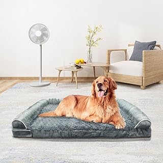 Orthopädisches Hundebett für große Hunde, Memory-Schaum, XL, extra großes Hundebett mit aufklebbarem Design, wasserdicht, mit waschbarem, abnehmbarem Bezug (91,4 cm, Dunkelgrau)