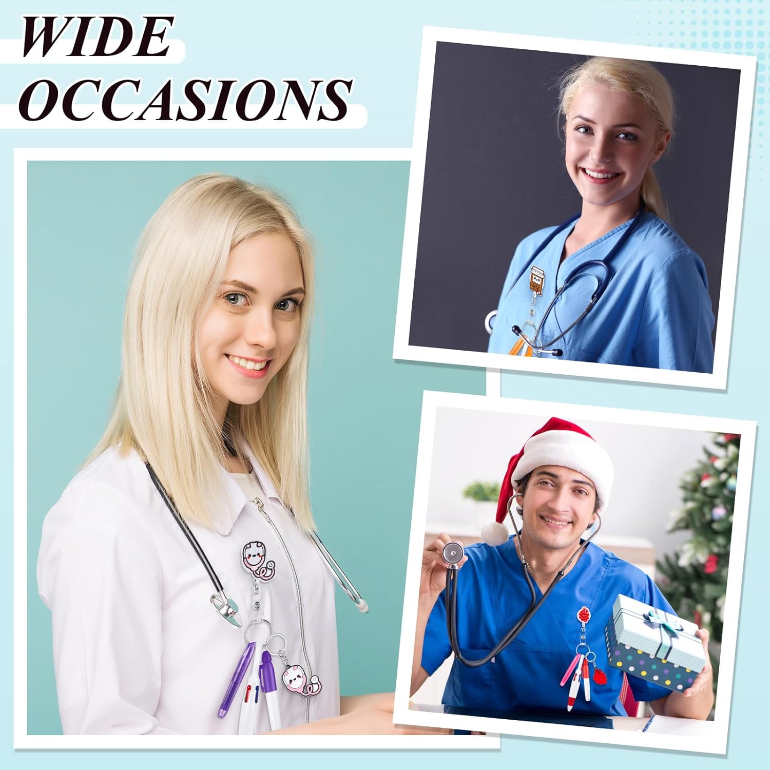 Henoyso 144 Pcs Nurse Badge Reel with Mini Highlighter Pens Bulk Nursing Week Appreciation Gifts Retractable Badge Clips Accessories for Nurses Cna Medical Assistant Staff Women (Classic)