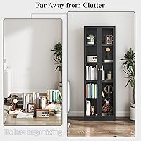 Vista 8 de IRONMIX - Vitrina de exhibición moderna con puertas, gabinete curio de metal con estantes, vitrinas de 180 cm de alto para coleccionables