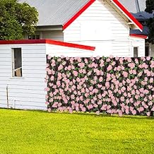 Wooden Expandable Fence Privacy Hedge for Garden Decoration, Retractable Fence for Wall or Balcony, 1*Expandable Including Green Vines and Flowers Assorted Color #99