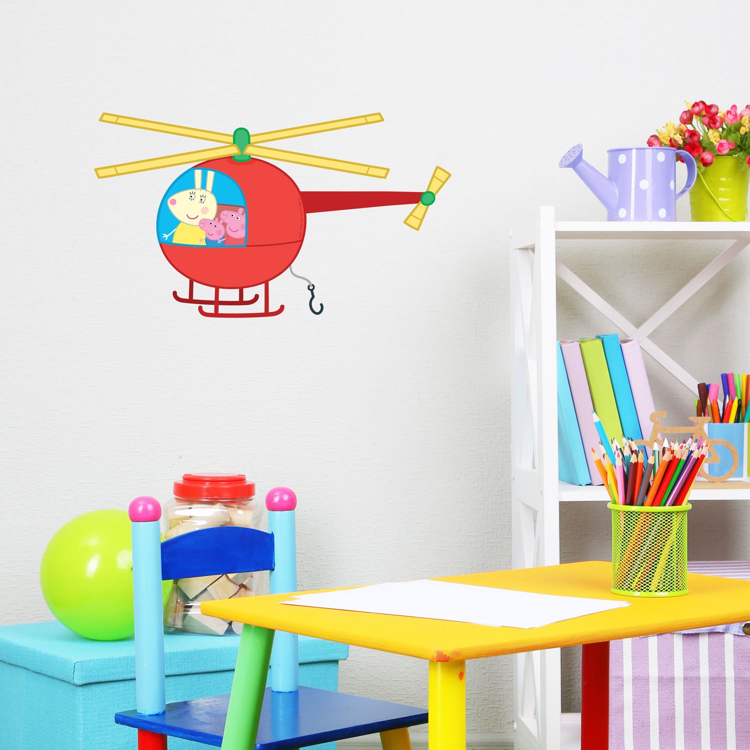 Stickerscape Helicopter Peppa Pig Transport Wall Stickers ( - Regular Size)| Official Peppa Pig Wall Decal, Wall Decor | Easy To Apply, Cleanly Removable