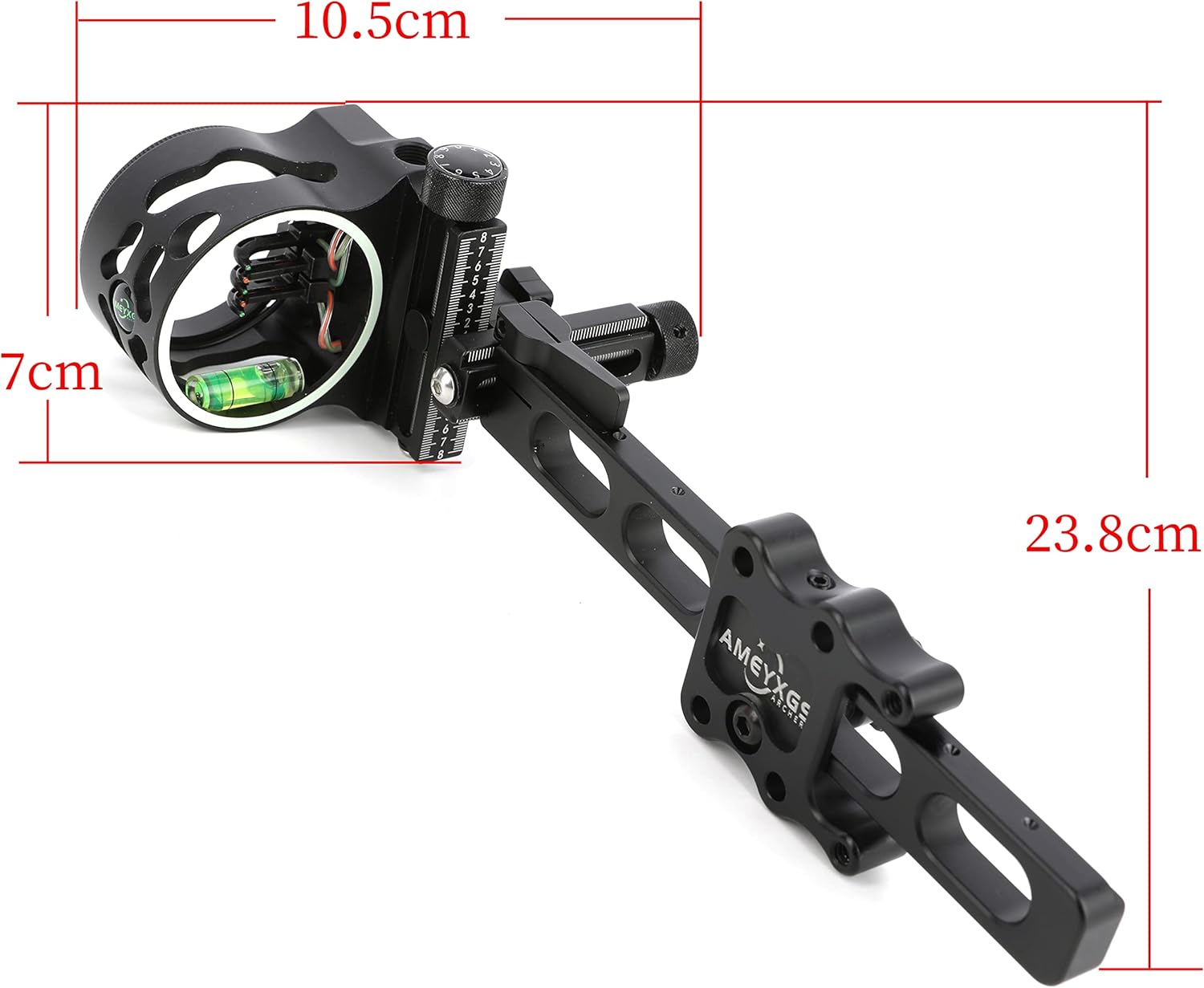 AMEYXGS Compound Bow Sight - 5 Pin Archery Sight Short/Long Bar, Tool Less Windage & Elevation Adjustability, 4/6/8X Magnification Sight Lens