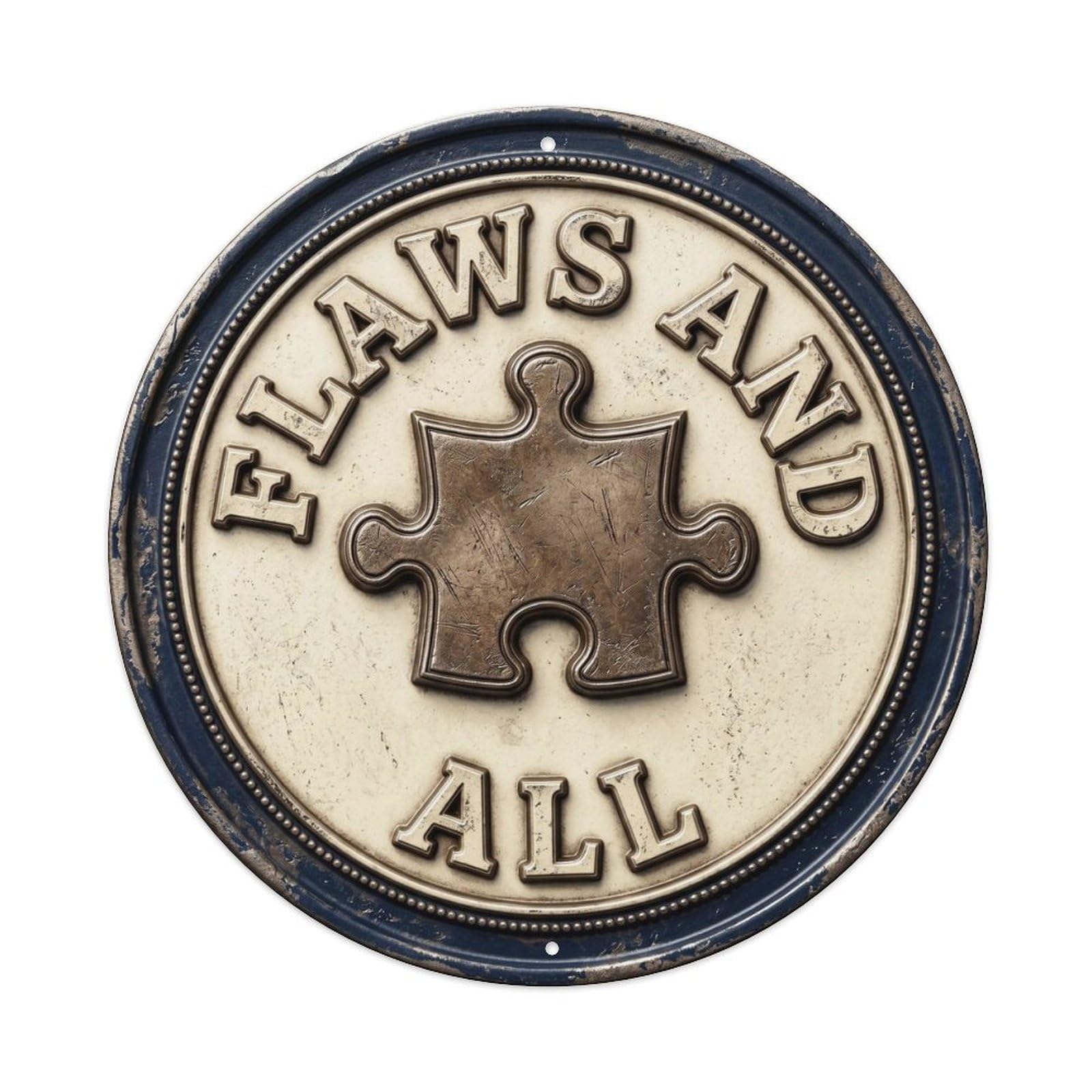 Flaws And All Nostalgic Workshop Accessory Retro Slogans Metal Tin Sign
