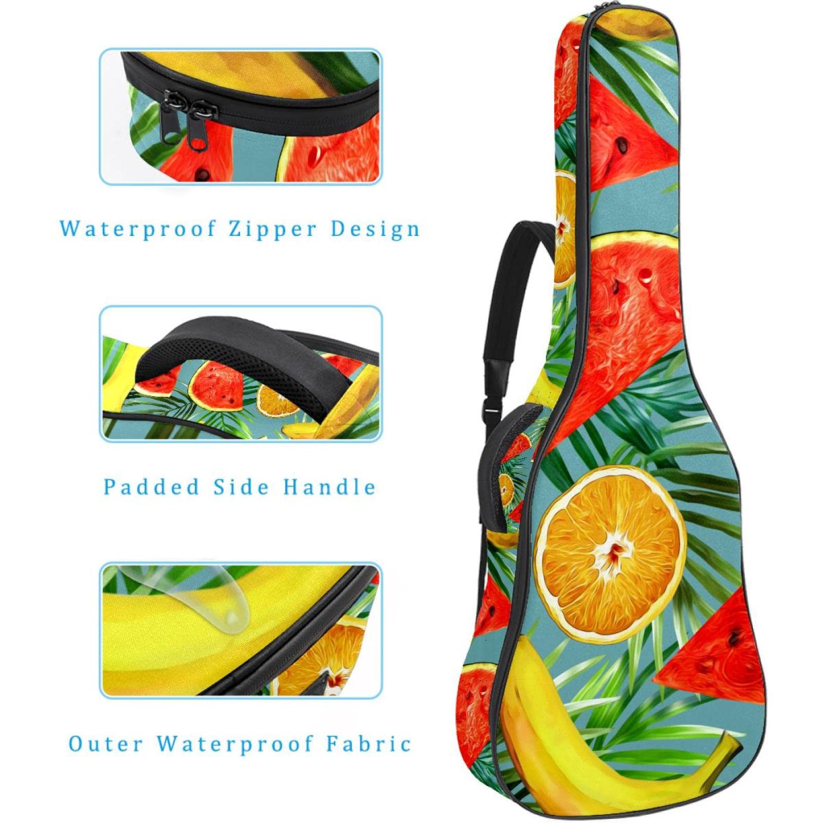 Torba na gitarę akustyczną wodoodporna gitara plecak gruby miękki wyściełany wzór owoców klasyczna gitara obudowa, Kolor6, 42.9x16.9x4.7 in, Organizer do torby
