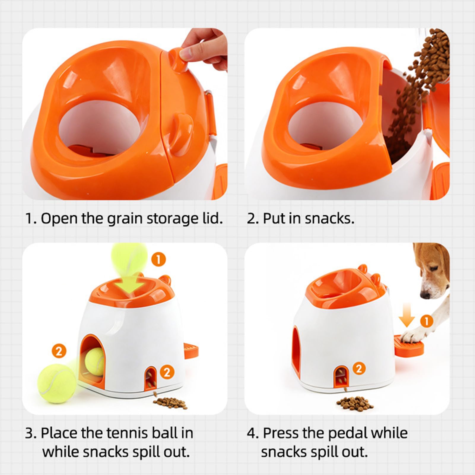 Genérico Lanzador De Bolas Juego De Entrenamiento Interactivo | Juguete Para Lanzar Y Buscar Con Dispensador De Premios Para Mascotas En Hogar Parque Jardin Y Exteriores