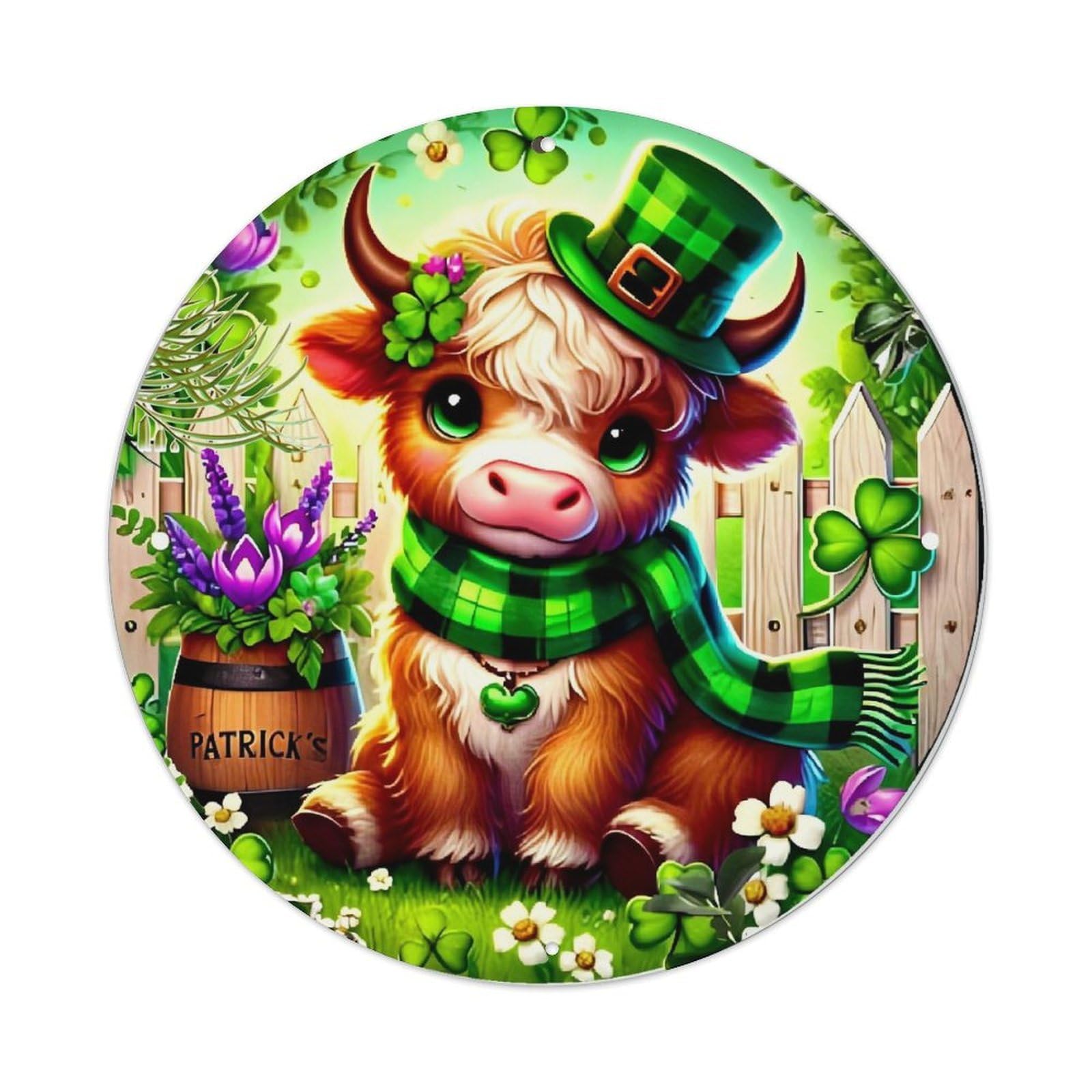 St Patrick Day Calf Pattern Retro Metal Tin Sign, Vintage Metal Poster for home, Gaming Room, Studio Workshop,Bar,Garage Wall Art Decor 8x8 inch
