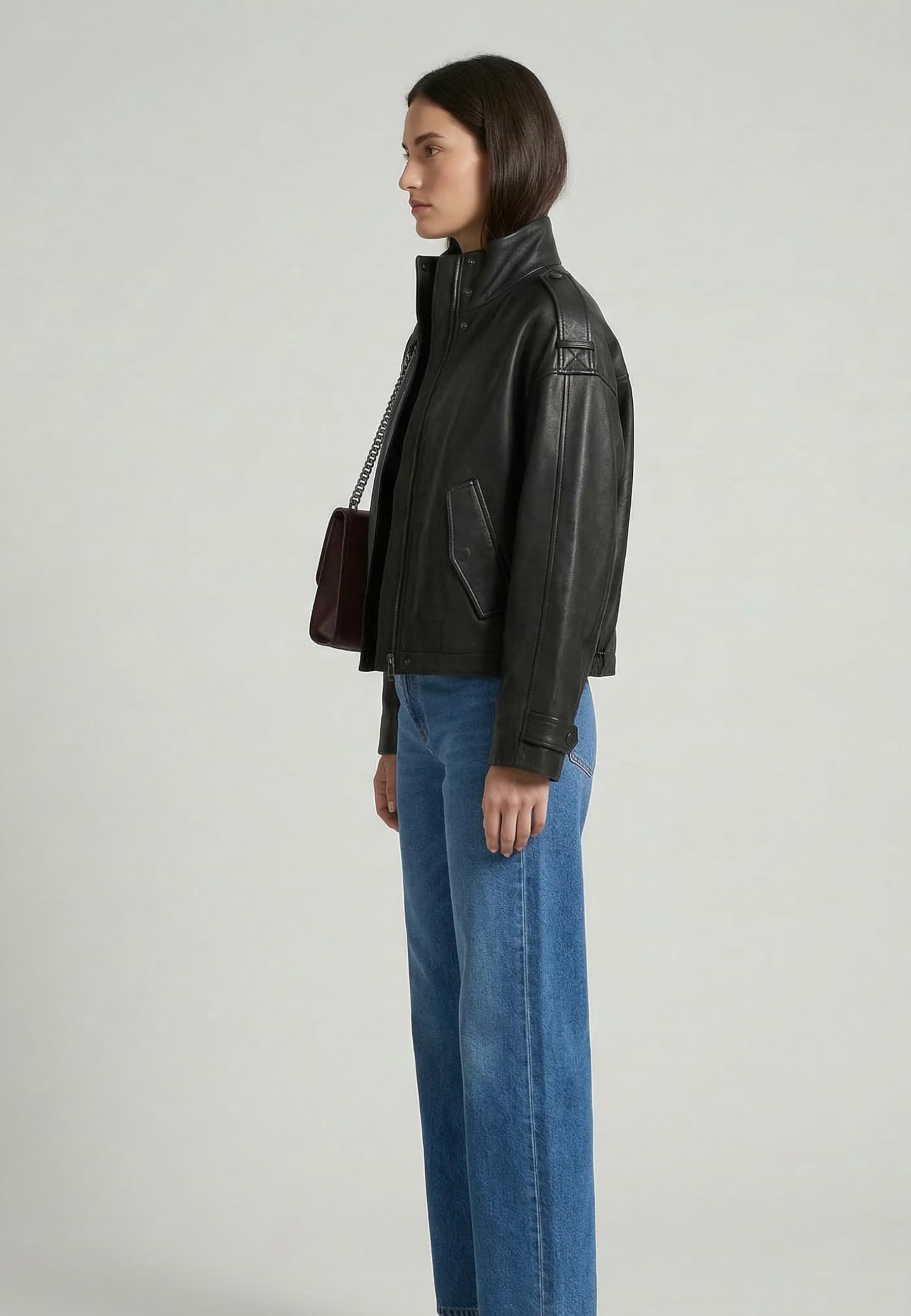 RICANO Damen Lederjacke DEBORA – Oversized Eleganz mit markantem Umlegekragen