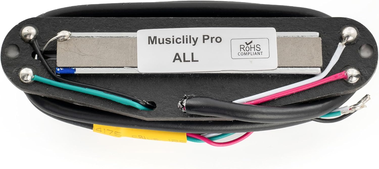 Musiclily Pro ST-DPHA Alnico 5 Dual Single Coil Sized Humbucker Pickup 13.2K Super Distortion for Strat Style Electric Guitar, White Body Chrome Rail