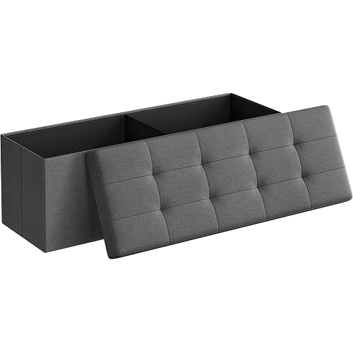 SONGMICS 43.3 Inches Folding Storage Ottoman Bench, Load 660 lb