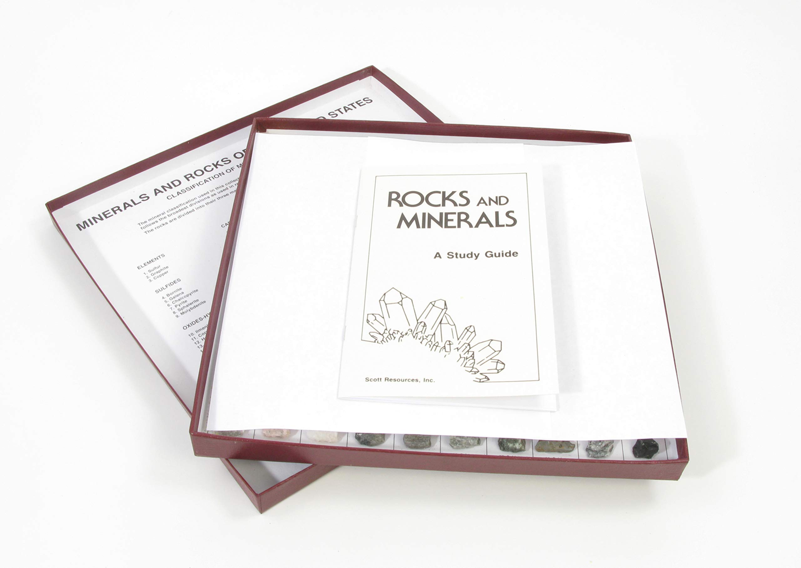 Rock and Mineral Educational Collection in Collection Box - 18 Pieces with Description Sheet and Educational Information