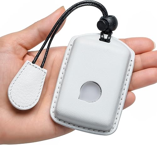Funda para llavero Volvo de piel auténtica con llavero, compatible con Volvo XC40 XC60 S90, Blanco