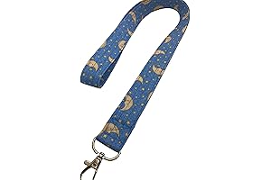 Fabric Blue ID Keychain Lanyard Key Keeper Badge Holder with Swivel Hook