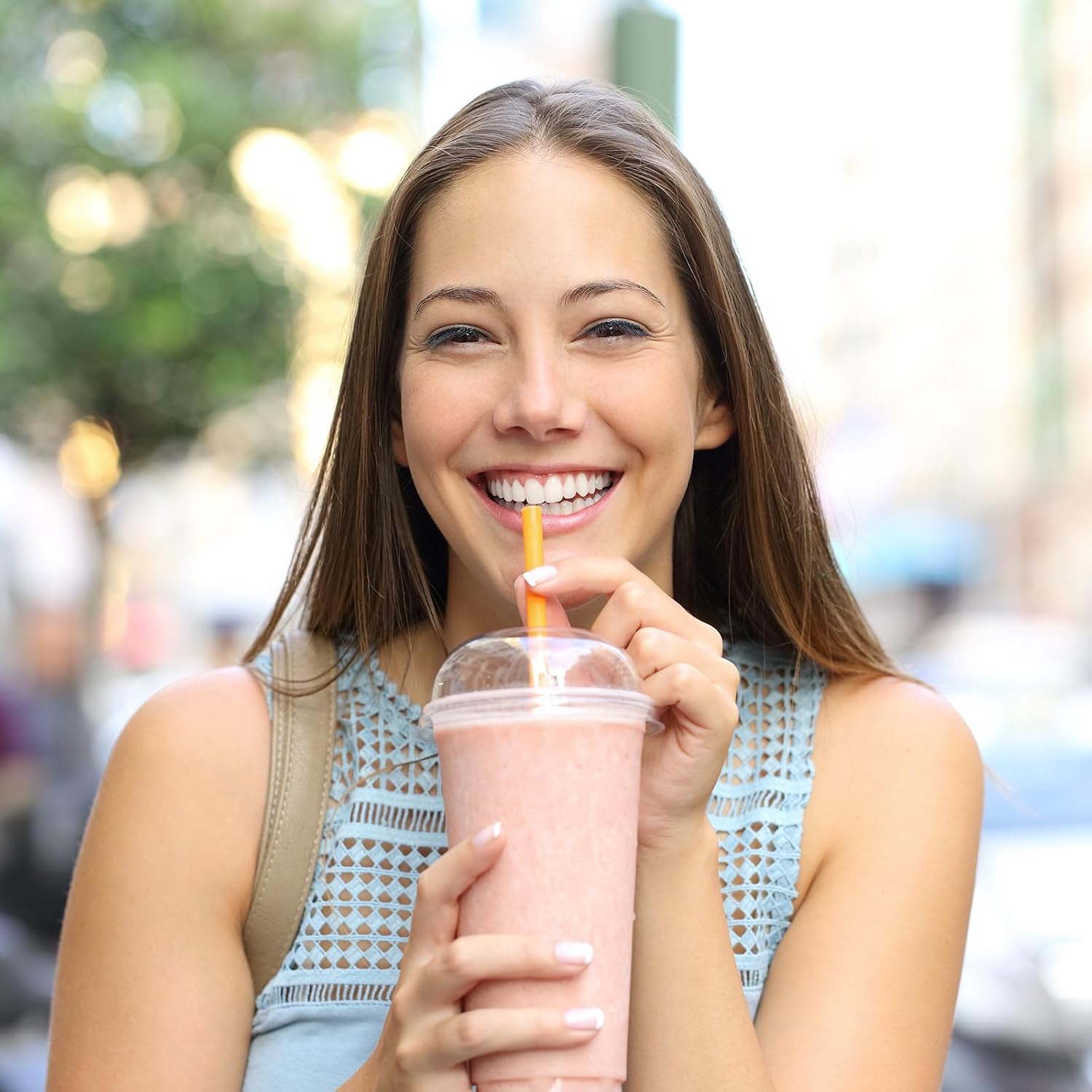 Tomnk 120 Pack Smoothie Straws, 10.3 Inches Straws Disposable, Milkshake Plastic Straws in Assorted Bright Colors