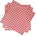 Gatherfun Disposable Red and White Gingham Paper Napkins (Pack of 50)