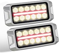 Vista 1 de Agrieyes Luces estroboscópicas ámbar 2 en 1, con luz de posición roja, luces intermitentes de base de aluminio para vehículos de rescate, luces LED