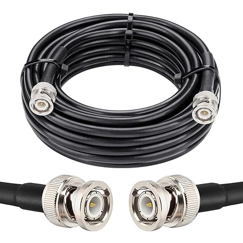 Miniatura 10 de Cable coaxial RG8X BNC macho a BNC macho de 5 pies y 50 ohmios de pérdida ultra baja para antena, radio RF, módem, osciloscopio, espectro