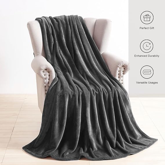 TASTHROW Grey Throw Blanket 50x60 Inches, Soft Plush Cozy Fleece Flannel Throw Blanket, Lightweight Warm Throws for Bed, Couch, Bedroom and Living Room, All Seasons