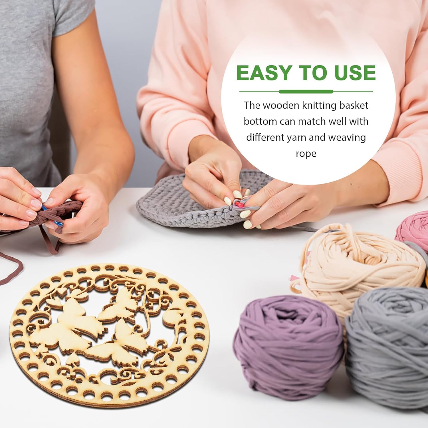 2pcs Wooden Basket Bottom DIY Accessory for Shoulder and Bucket Bags