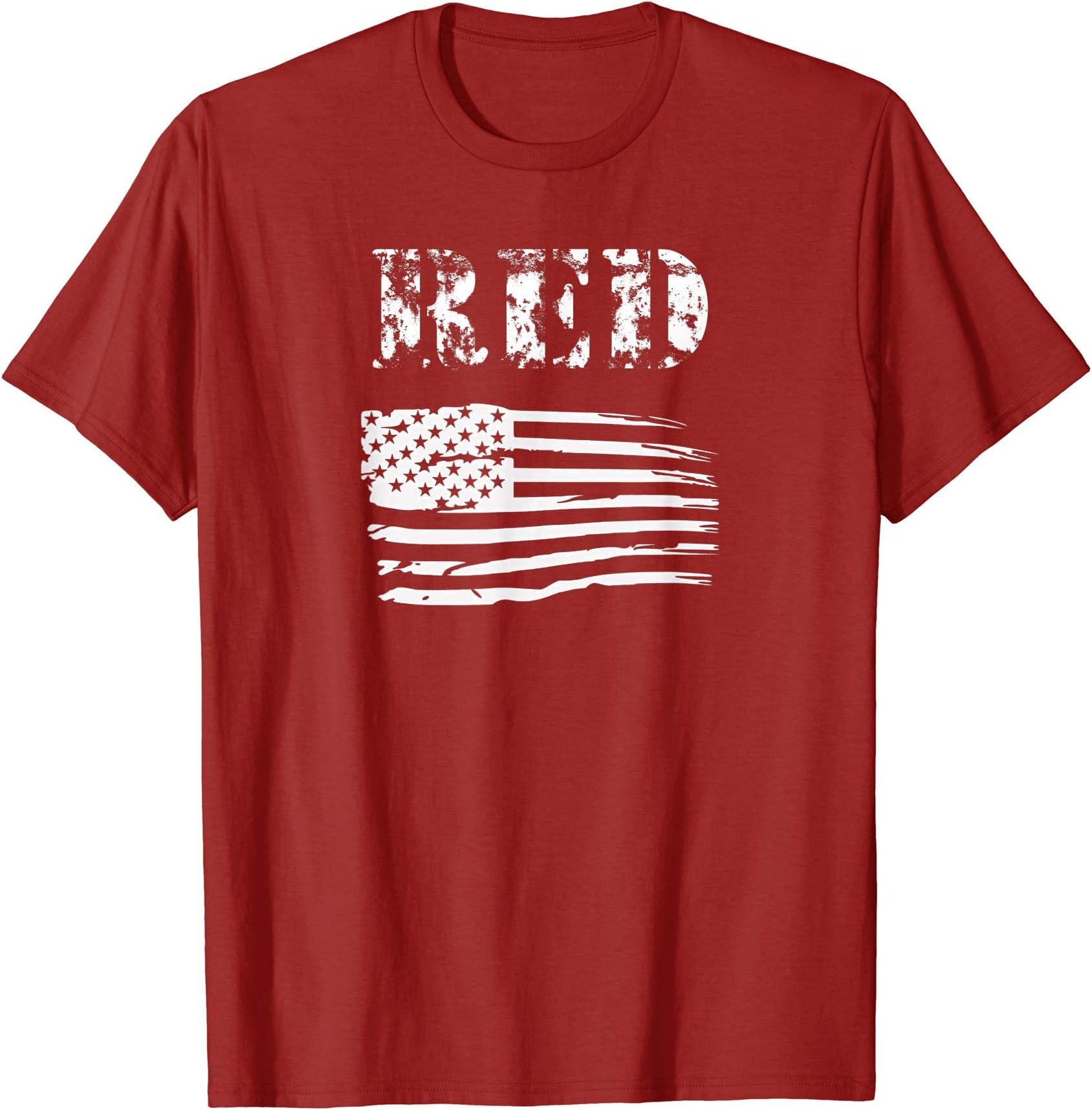 RED Distressed, Remember Everyone Deployed with US Flag T-Shirt