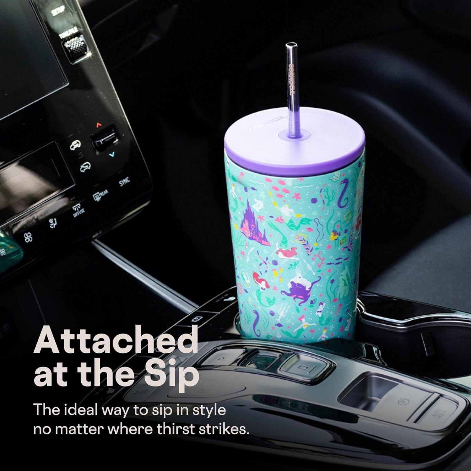 Corkcicle Disney Princess Cold Cup - Keeps Drinks Cold for 12 Hours - Triple-Insulated Stainless Steel - Straw & Screw-On Lid - Summer Drinkware Gift - Keeps Drinks Ice Cold - 24 oz - Ariel - Image 6