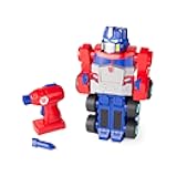 Transformers Optimus Prime Building Toys - STEM Toys Including Toy Electric Drill and AA Batteries - Transformers Toys - Robot Building Toys Ages 18 Months and Up
