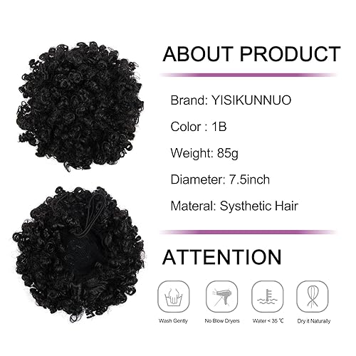 Miniatura 3 de Extensión de cabello rizado y ondulado con cordón para coleta de caballo para mujeres afroamericanas, ondas sueltas, cortas, mini extensiones afro