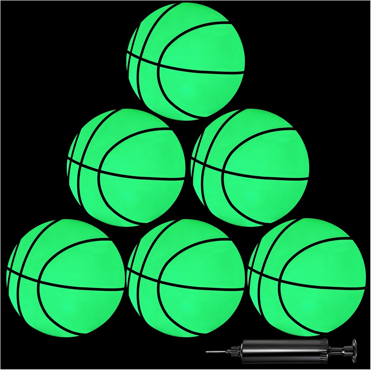 Glow in The Dark Basketball, 6 Pack Mini Basketball Toy for Kids and Adults, Great for Floating Water Basketball Hoops Toys Beach Pool Games Pool Party and Indoor or Outdoor Play