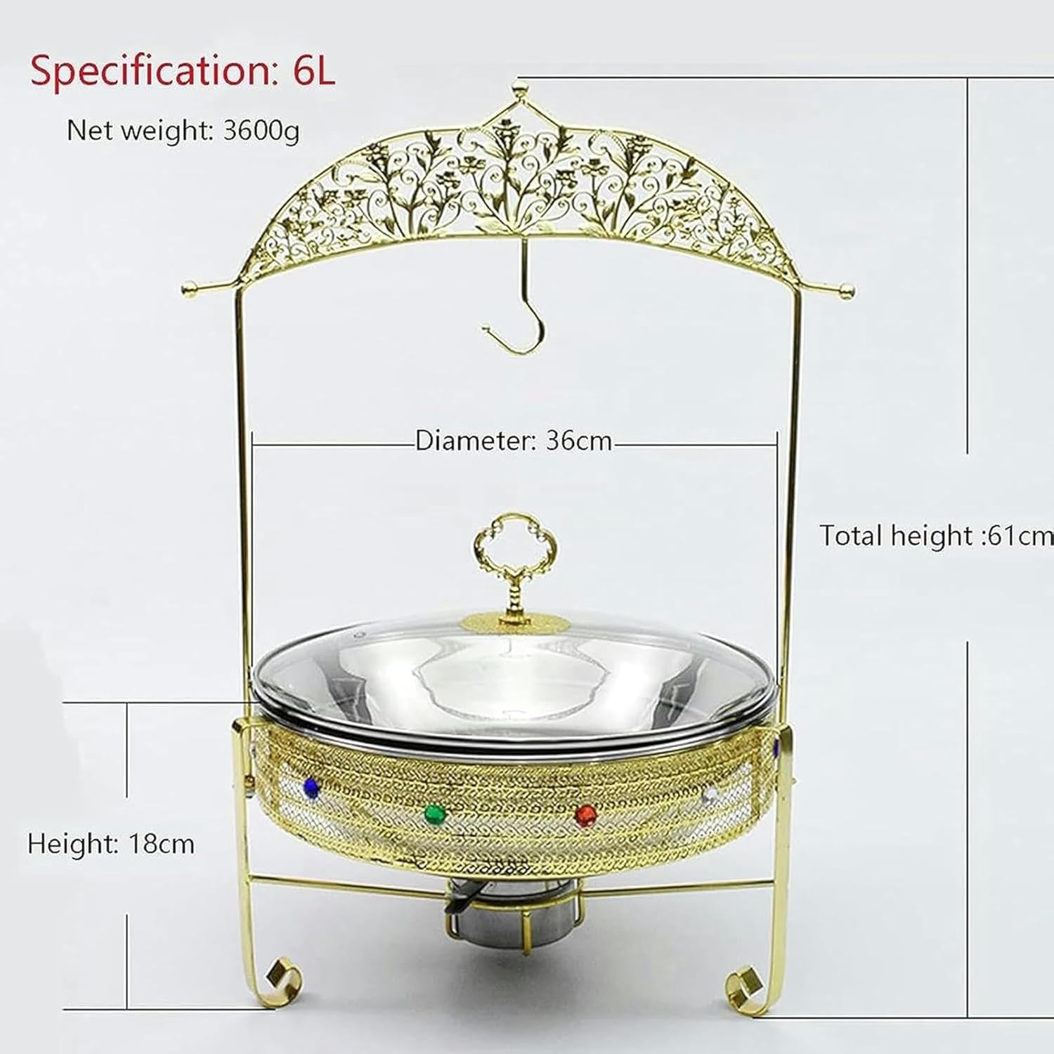 Stainless Steel Buffet Electric Stove - Buffet Server and Heater. Hot Pot Buffet Set, Stainless Steel Glass Cover, Self-Service, Insulated Hot Pot, Catering