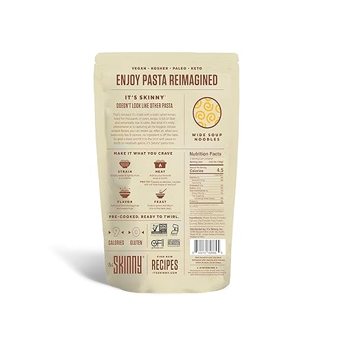 Miniatura 25 de Fetuccine- Pasta Konjac Saludable, Baja en Carbohidratos y Calorías, Completamente Cocida y Lista, Cetogénica, sin Gluten, Vegana y Paleo- 6 Pack